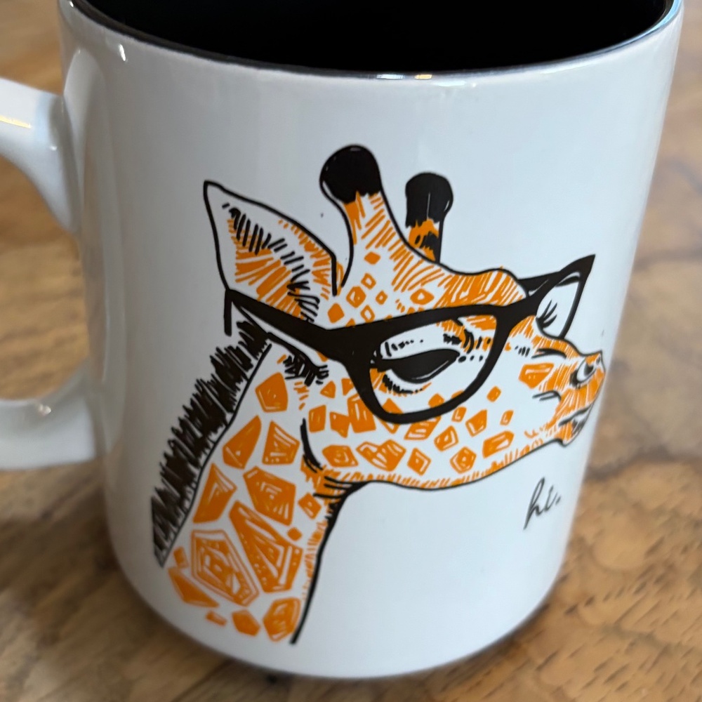 ✨ Cute Giraffe Mug with Glasses – Black Interior | “Love Your Mug” Base 🦒☕